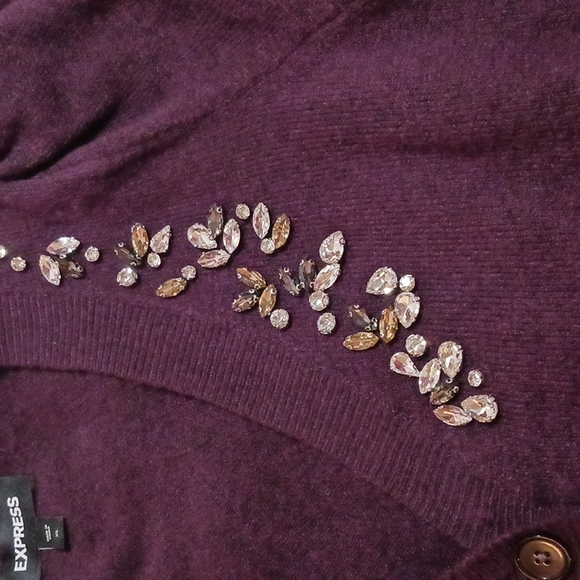 EXPRESS ⚜️ Rheinstone Embellished Puff Sleeve Cardigan.   XL - Picture 6 of 11